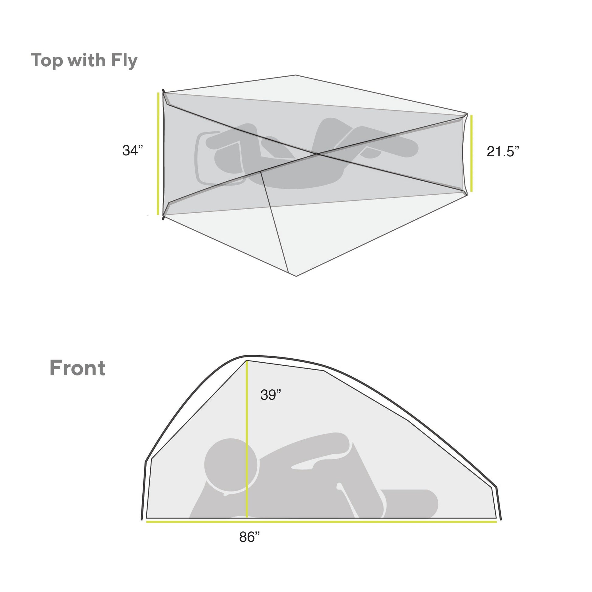Measurement chart of The Free with dimensions labeled